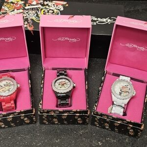 Ed Hardy Watches Set - Red, Black, White